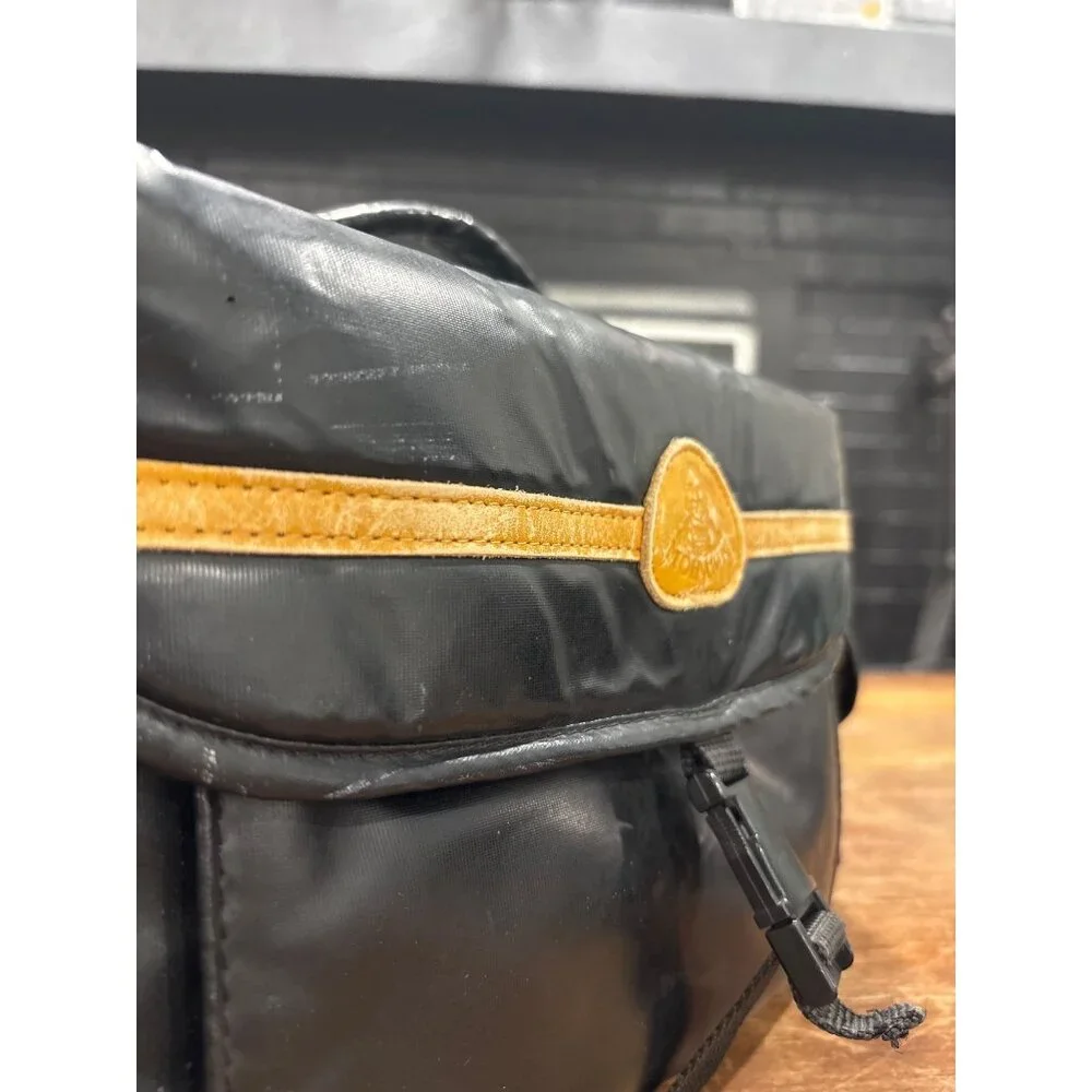 Vintage Mohawk Padded Camera Bag Black With Yellow Logo Patch & Adjustable Strap